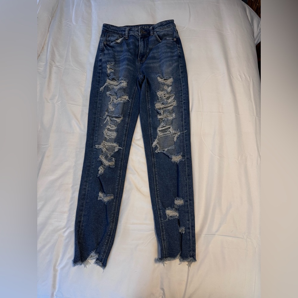 American Eagle Outfitters Ripped Blue Skinny Jeans